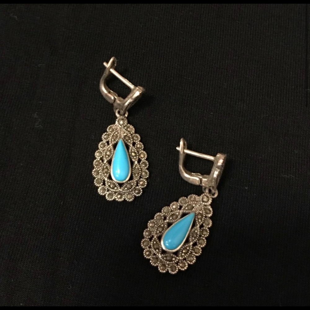 Turquoise earrings sterling silver